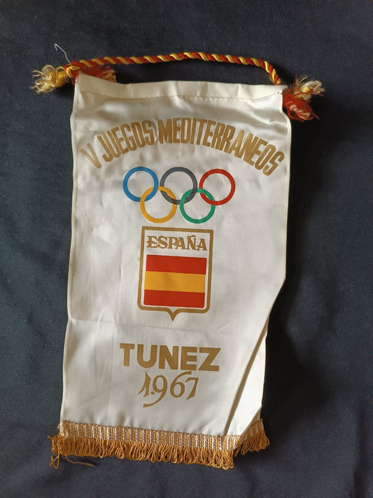 Gagliardetto Pennant V Juegos Mediterraneos Espa�a Tunez 1967 Vintage
