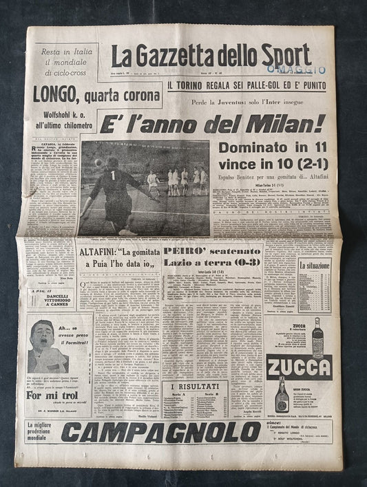 Quotidiano LA GAZZETTA DELLO SPORT n 40 15/02/1965 Longo