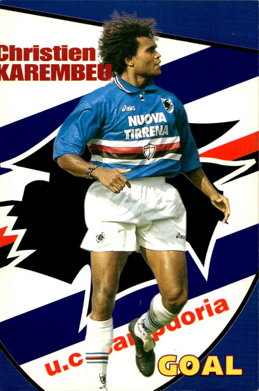cartolina postcard Calcio Sampdoria GOAL Christian Karembeu