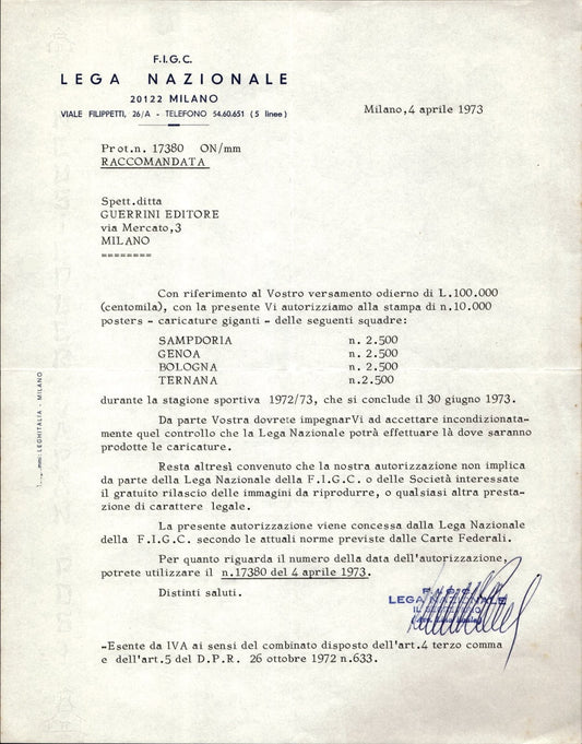 carta intestata societ� sportiva Calcio Lega 1973 04