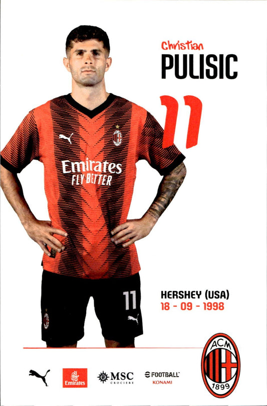 cartolina postcard Calcio Milan EMIRATES (2023/24) Pulisic