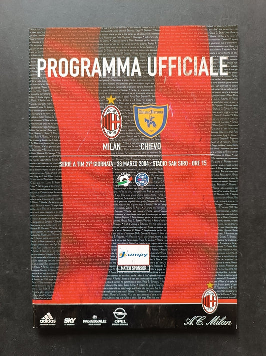 programma Ufficiale MILAN CHIEVO 28 marzo 2004