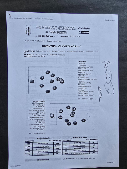 Autografo autograph originale su  programma Match  Pavel Nedved