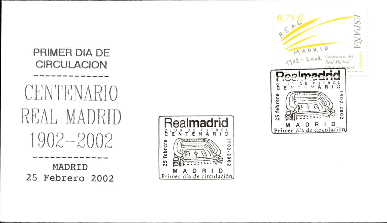 busta primo giorno Centenario Real Madrid 2002