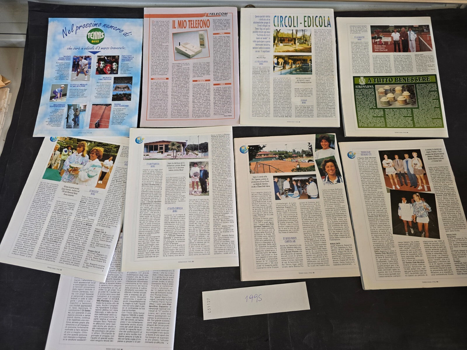 Riviste Tennis OGGI annata completa 1995 senza gadget o poster 9 numeri