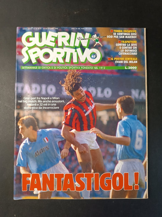 Rivista GUERIN SPORTIVO numero 43 anno 1990 Napoli/Milan (A) con poster