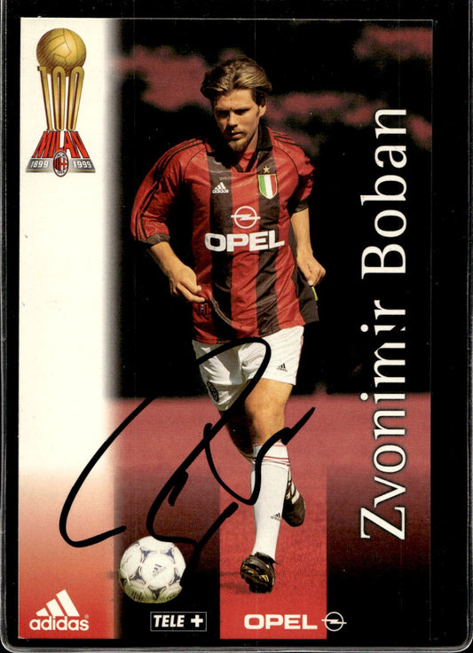 cartolina postcard Calcio Milan con Autografo 1999/2000  - Boban