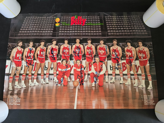 BILLY Olimpia Milano Basket  1980/81 poster autografato dalla squadra originale