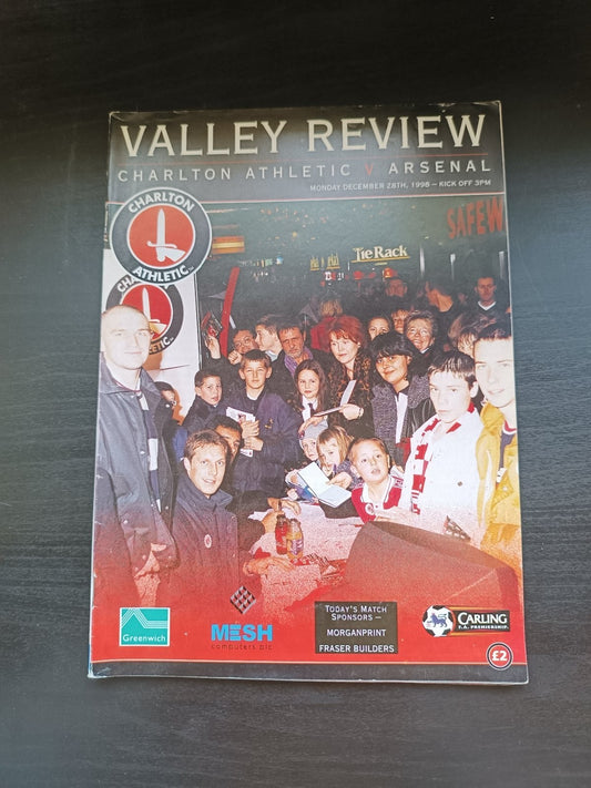 programma calcio Charlton Athetlic V Arsenal 28th 1998