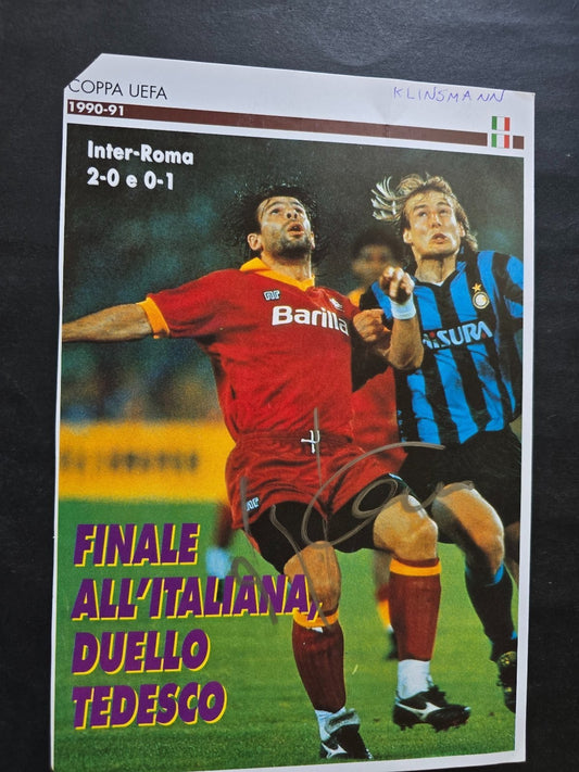 Autografo autograph originale su ritaglio Jurgen Klinsmann