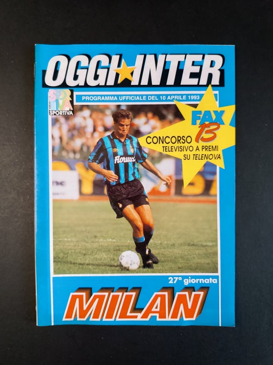 Programma Ufficiale OGGI  INTER 10 aprile 1993 Inter-Milan