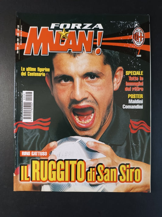 rivista FORZA MILAN - anno 2000 Luglio - Gattuso (con poster e figurine)