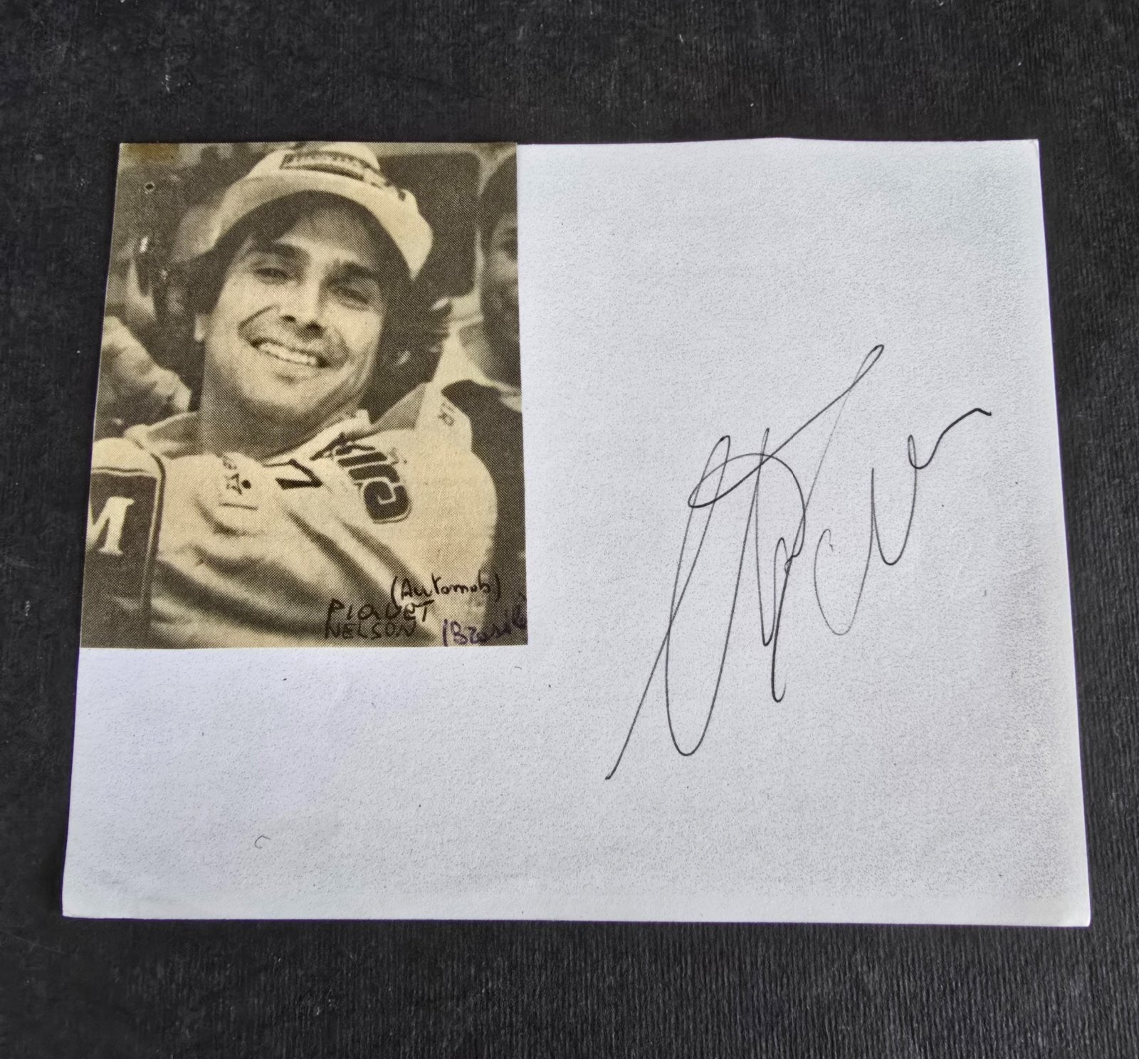Autografo autograph originale su foglietto  Nelson Piquet automobilismo
