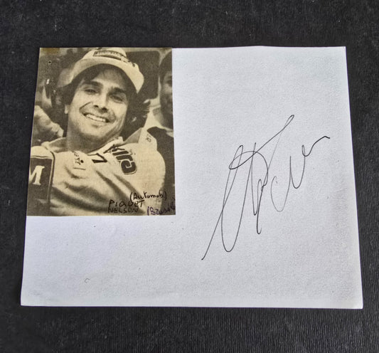 Autografo autograph originale su foglietto  Nelson Piquet automobilismo