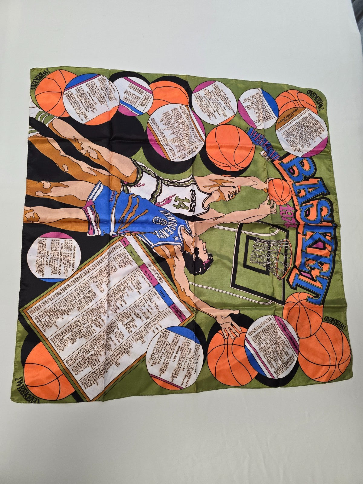 Bolaffi Weekend Foulard seta Campionato di Basket 1974 statistiche e formazioni