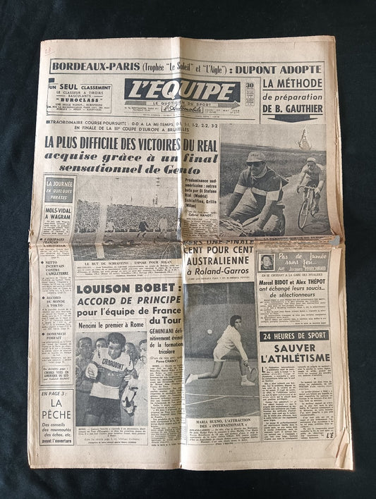 quotidiano L'EQUIPE (fra) numero 3777 29 mai 1958 - Milan-Real