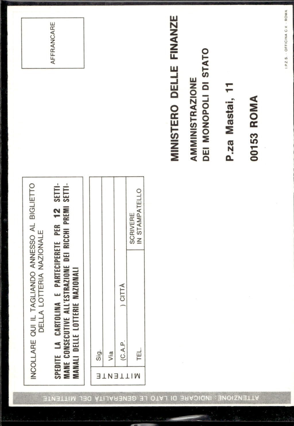 cartolina postcard calcio Lotteria Nazionale dello Scudetto