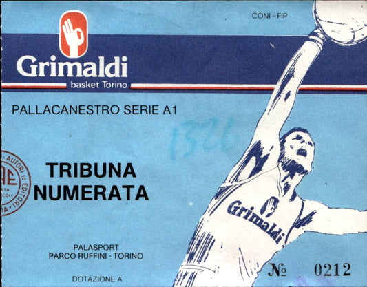 Biglietto stadio PALLACANESTRO Serie A1 Parco Ruffini Torino n 0212