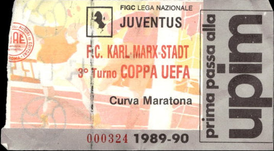 Biglietto stadio Juventus-F.C Karl Marx Stadt Coppa Uefa 1989-90 n 000324