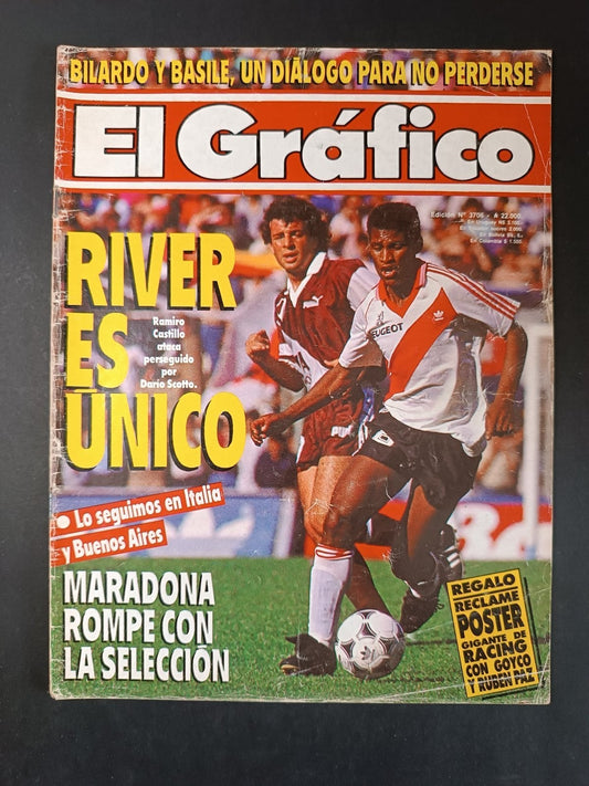Rivista EL GRAFICO numero 3706 anno 1990  Maradona/River (senza poster)