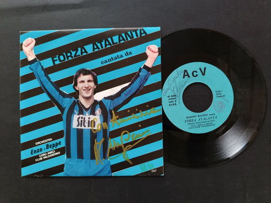Vinile 45 giri FORZA ATALANTA Marino Magrin autografo
