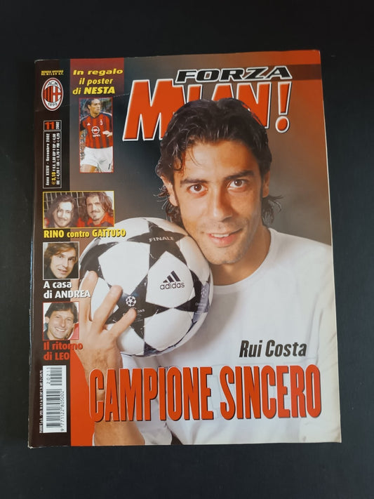 rivista FORZA MILAN - anno 2002 - n 11 Rui Costa (con poster)