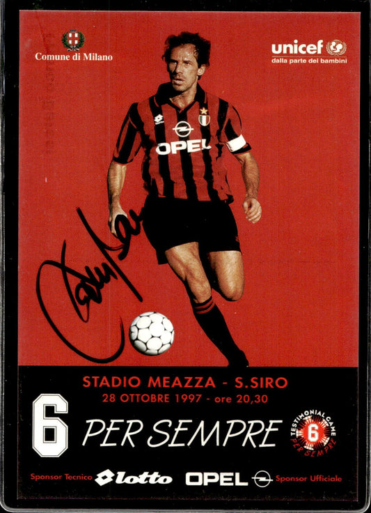 cartolina postcard Calcio Milan con Autografo 6 per Sempre Franco Baresi (16