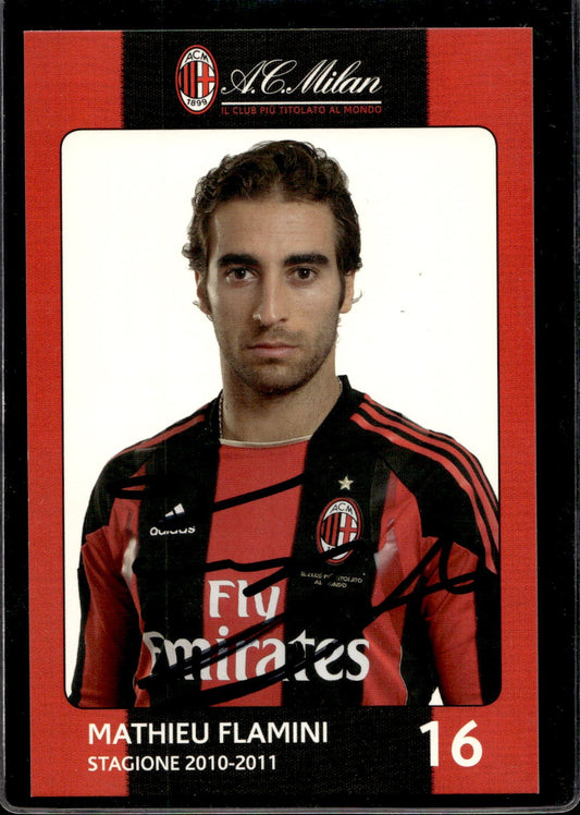 cartolina postcard Calcio Milan con Autografo 2010/11.  - Flamini