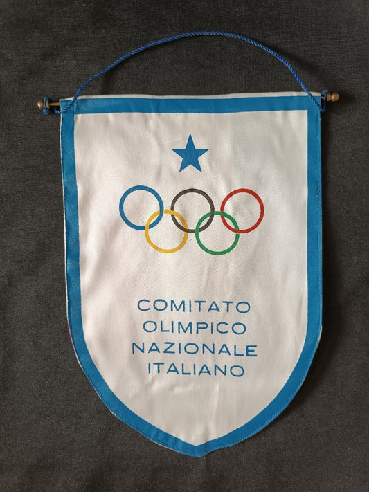 Gagliardetto Pennant Comitato Olimpico Nazionale Italiano Olimpiadi Vintage
