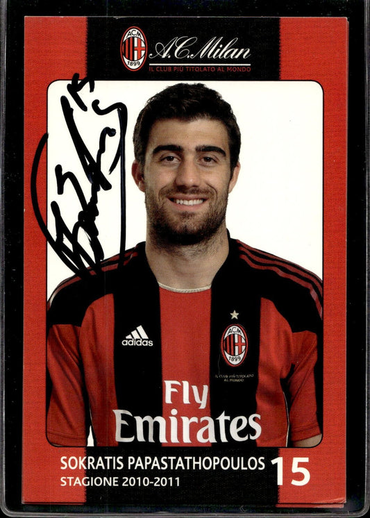 cartolina postcard Calcio Milan con Autografo 2010/11 - Papastathopoulos