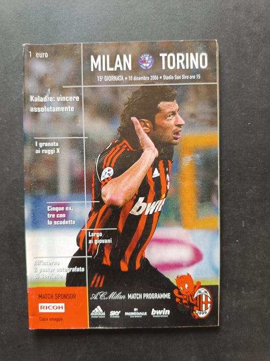 programma Ufficiale MILAN TORINO 10 dicembre 2006