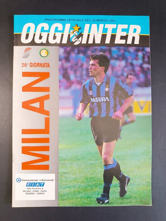 programma ufficiale OGGI INTER 24 marzo 1991 - Milan derby  copertina Matth�us