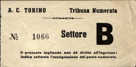 biglietto stadio A.C TORINO N 1066 assegnazione posto