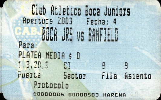 biglietto stadio BOCA JRS VS BANFIELD 550503