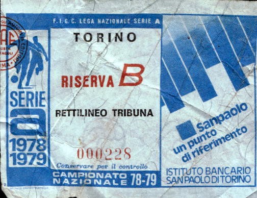 Biglietto stadio Torino Riserva B Campionato Nazionale 78-79