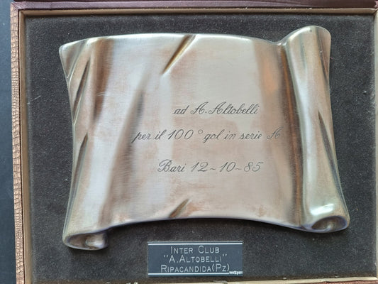 Placca in metallo Altobelli 100 gol Serie A Inter 1985