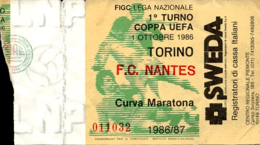Biglietto stadio Torino-F.C Nantes Coppa Uefa 1986-87