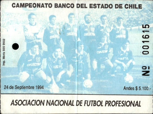biglietto stadio CAMPEONATO BANCO DEL ESTADO DE CHILE 24 SETTEMBRE 1994