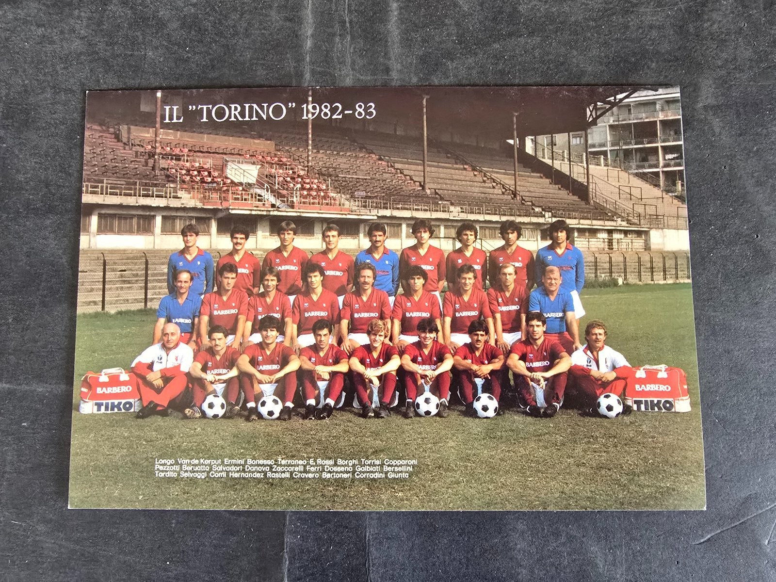 Cartolina Autografi stampati Torino Calcio 1982/83 ufficiale Tiko Barbero