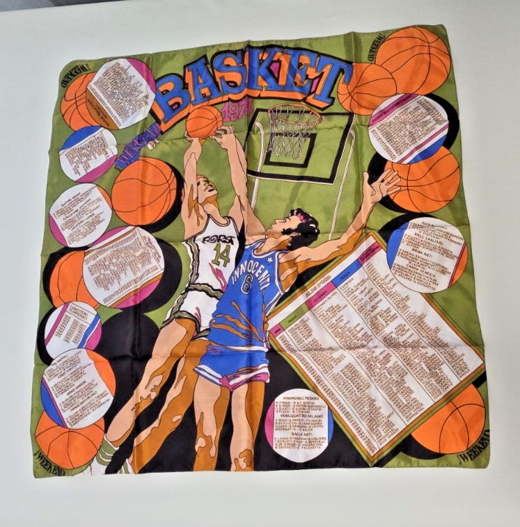 Bolaffi Weekend Foulard seta Campionato di Basket 1974 statistiche e formazioni