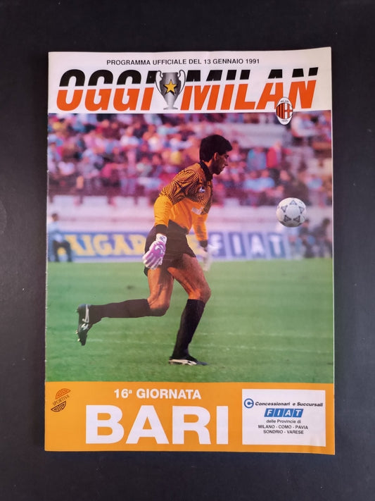 programma ufficiale OGGI MILAN 3 gennaio 1991 - Bari 16� giornata