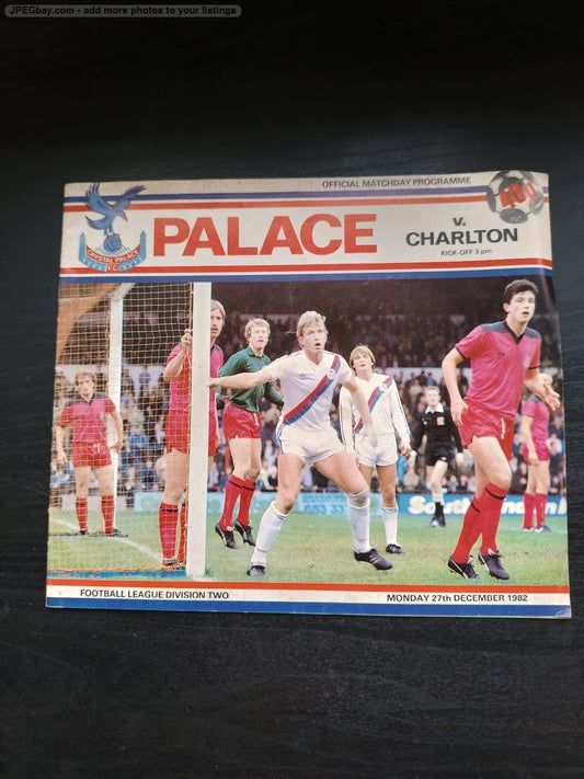 programma calcio Crystal Palace V Charlton 27th 1982