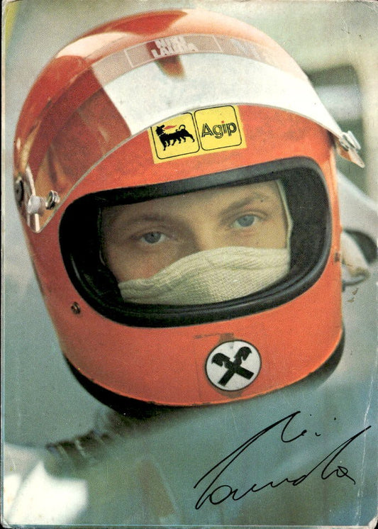 Cartolina Formula 1 Ferrari Niki Lauda con autografo stampato