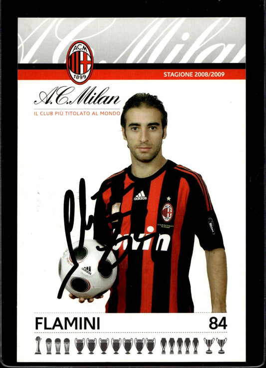 cartolina postcard Calcio Milan con Autografo 2008/09 Flamini