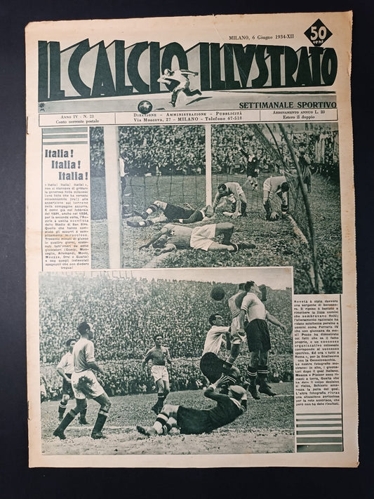 Rivista IL CALCIO ILLUSTRATO numero 23 anno 1934 Italia