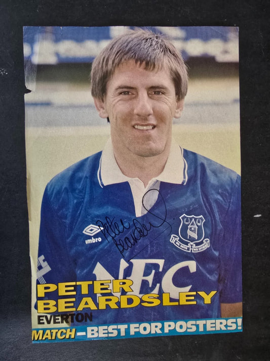 Autografo autograph originale su ritaglio Peter Beardsley Everton