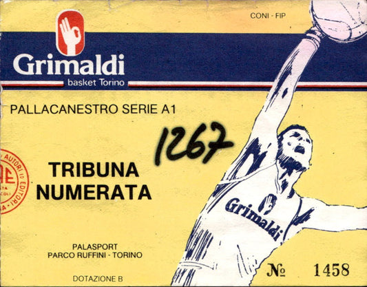 Biglietto stadio PALLACANESTRO Serie A1 Parco Ruffini Torino n 1458