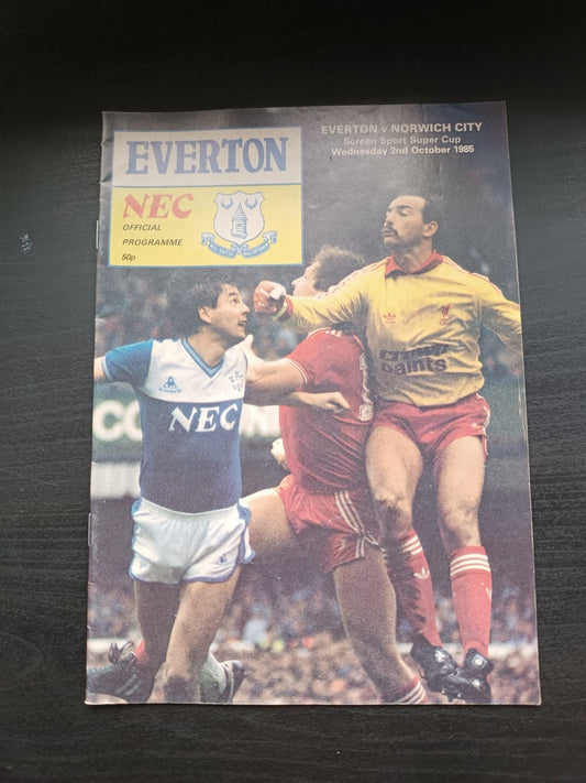 programma calcio Everton V Norwich City 2nd 1985