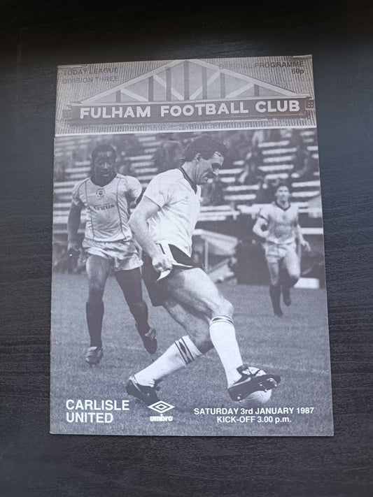programma calcio Fulham V Carlisle United 3rd 1987