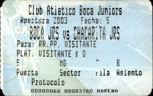 biglietto stadio BOCA JRS VS CHACARITA JRS 547988